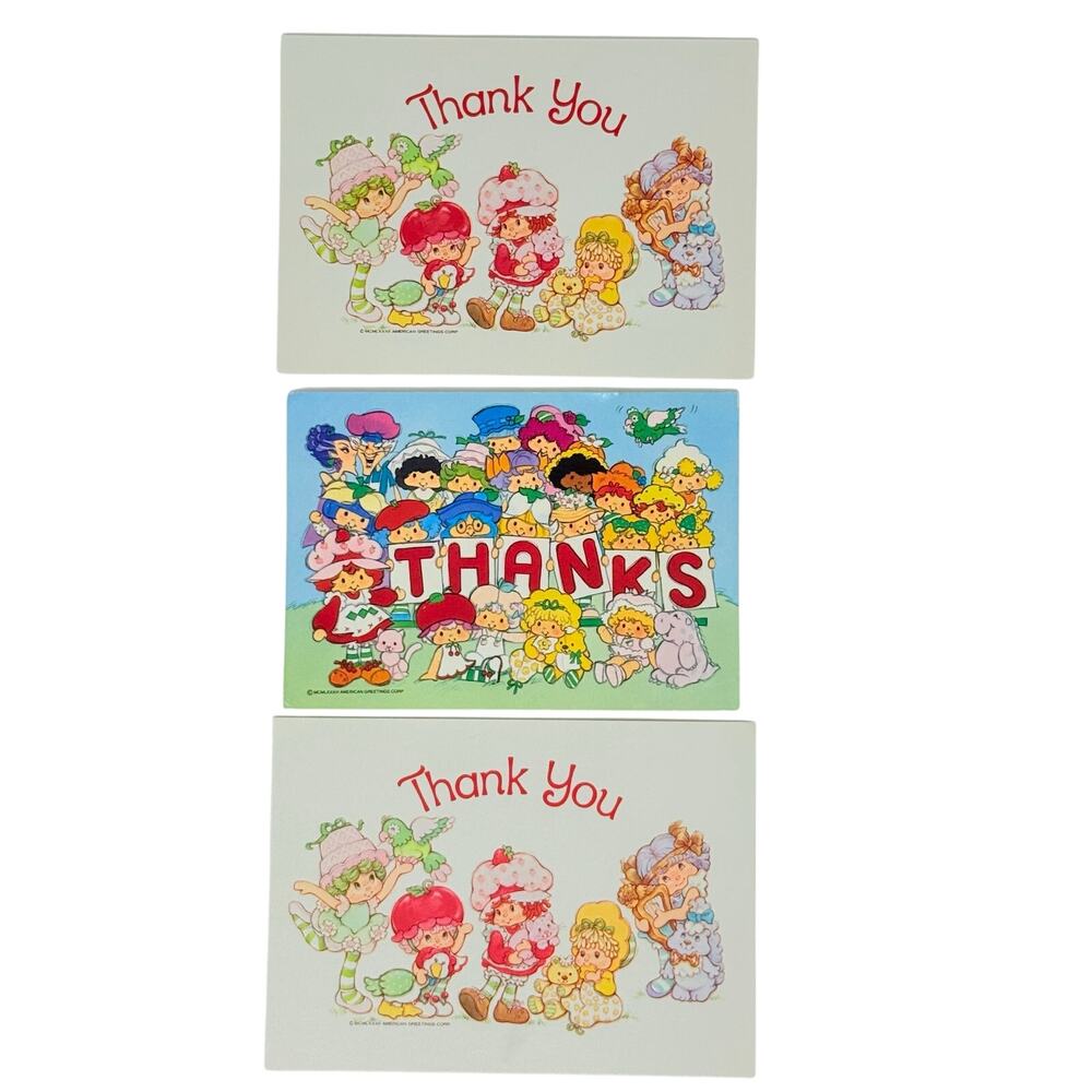 Vintage 1980s Strawberry Shortcake Thank You Postcards Set of 3 Unused